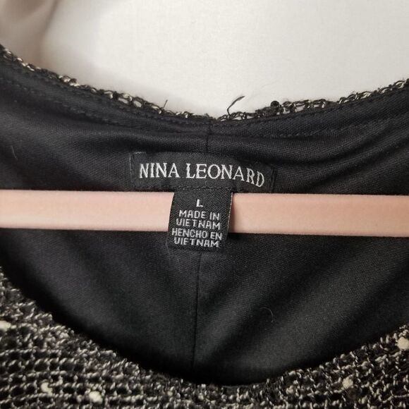 Nina Leonard Black Netted Button Embellished Shift Dress - Picture 4 of 5